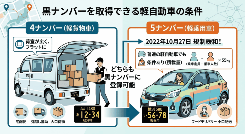 黒ナンバーを取得できる車両