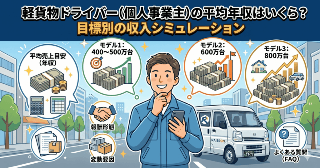 軽貨物ドライバー(個人事業主)の平均年収はいくら?目標別の収入シミュレーション