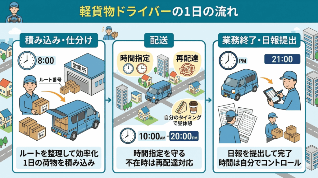 軽貨物ドライバーの1日の流れ