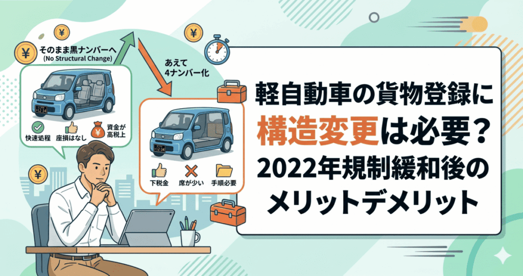 軽自動車の貨物登録に構造変更は必要？2022年規制緩和後のメリットデメリット