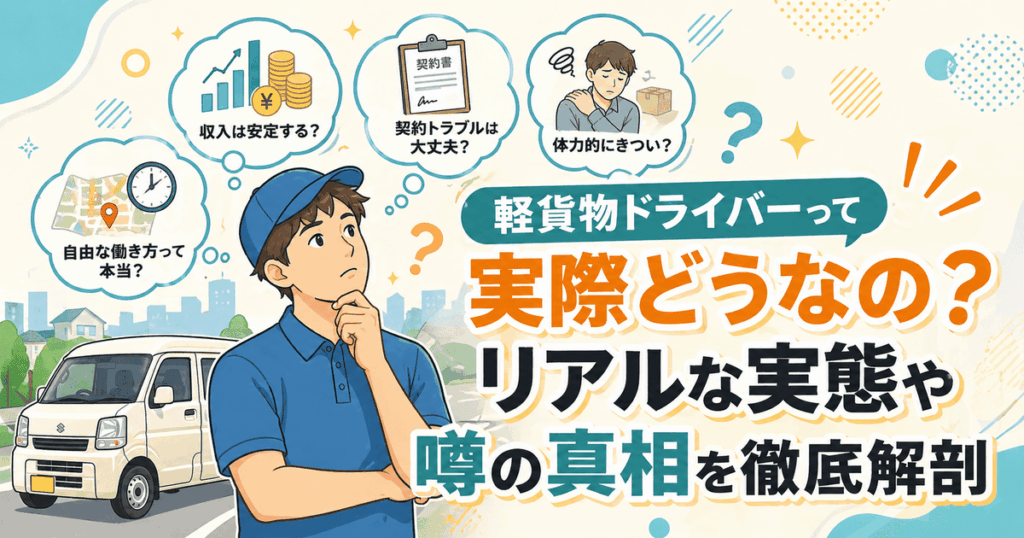 軽貨物ドライバーって実際どうなの？リアルな実態や噂の真相を徹底解剖