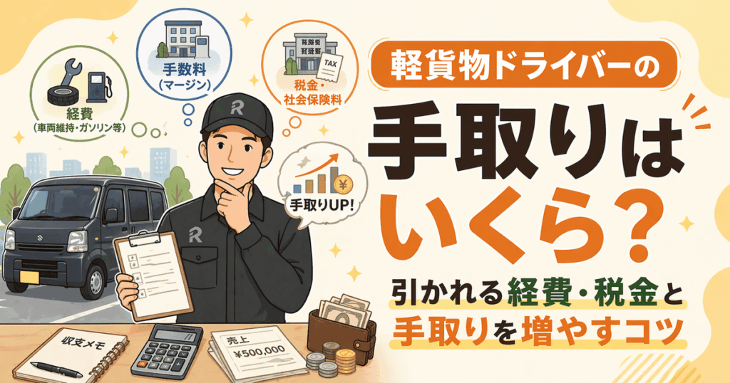軽貨物ドライバーの手取りはいくら？引かれる経費・税金と手取りを増やすコツ