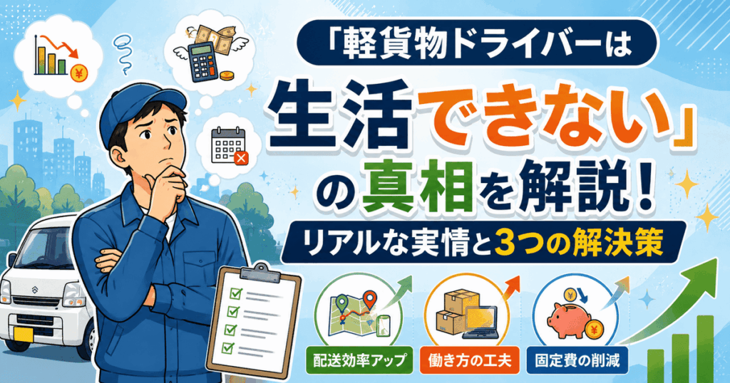 「軽貨物ドライバーは生活できない」の真相を解説！リアルな実情と3つの解決策