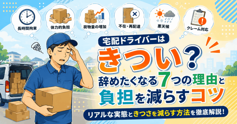 宅配ドライバーはきつい？辞めたくなる7つの理由と負担を減らすコツ