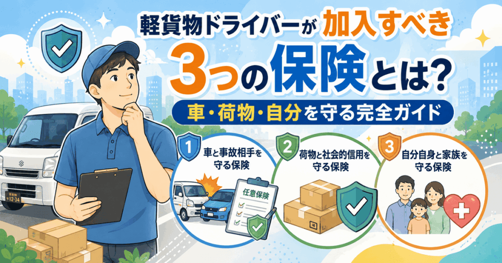 軽貨物ドライバーが加入すべき3つの保険とは？車・荷物・自分を守る完全ガイド
