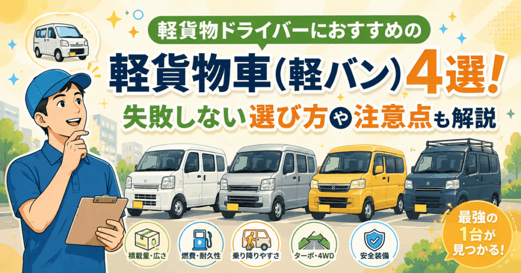 軽貨物ドライバーにおすすめの軽貨物車（軽バン）4選！失敗しない選び方や注意点も解説
