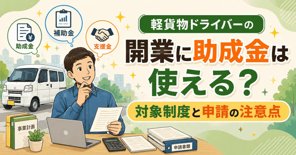 軽貨物ドライバーの開業に助成金は使える？対象制度と申請の注意点