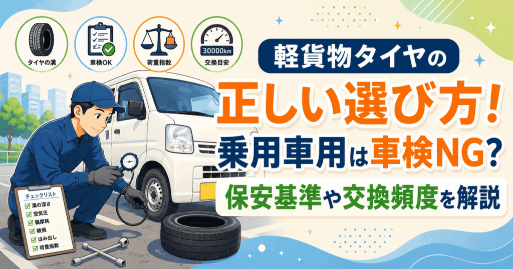 軽貨物タイヤの正しい選び方！乗用車用は車検NG？保安基準や交換頻度を解説